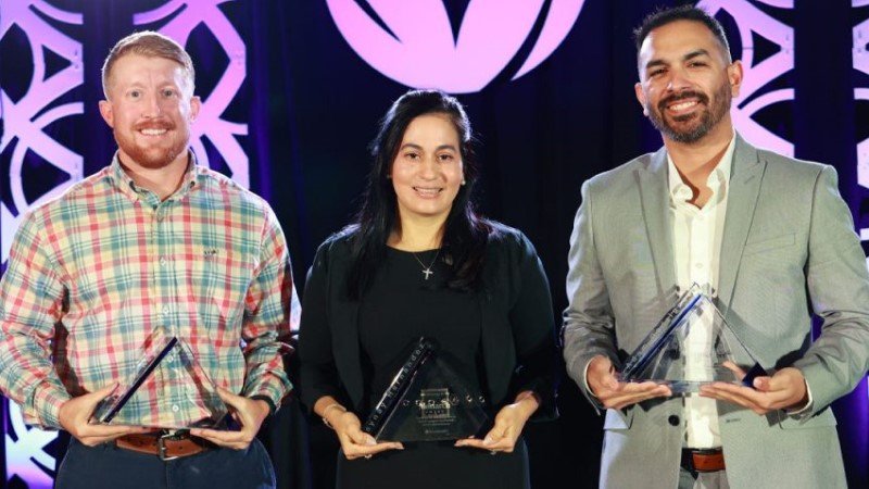 Justin Fogt, Daynay Hernandez and Adam Rodriguez receiving Monarch Award